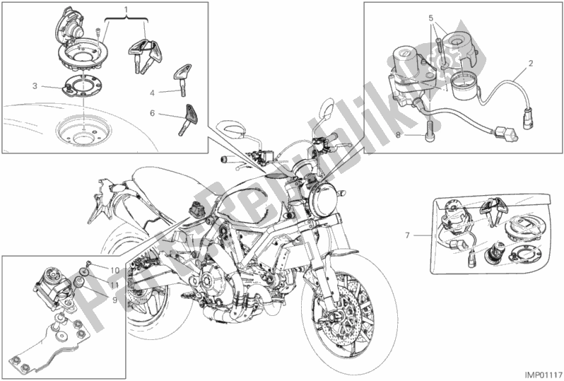 All parts for the 13e - Electrical Devices of the Ducati Scrambler 1100 Sport Thailand USA 2019